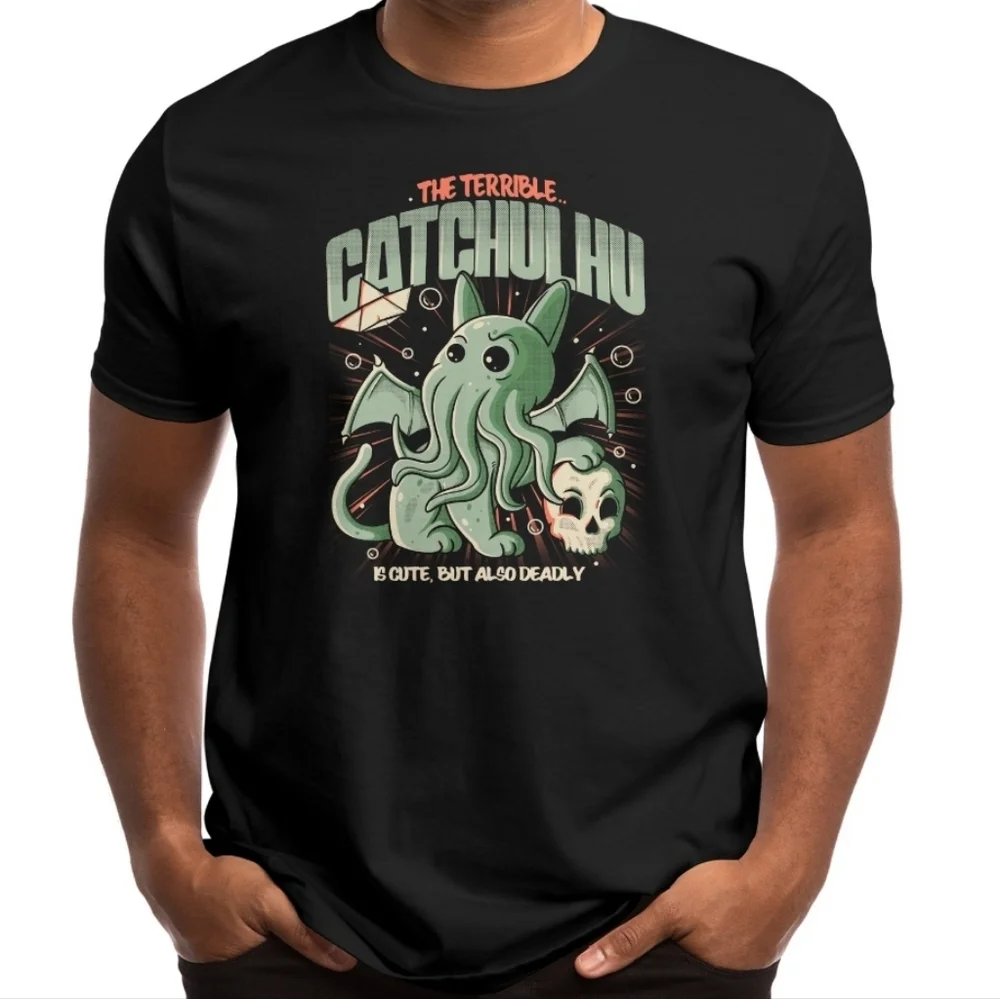 NWOT XL Unisex Mens Cthulhu Cat Catchulhu Lovecraft Tee Cute Gift! - Picture 5 of 7